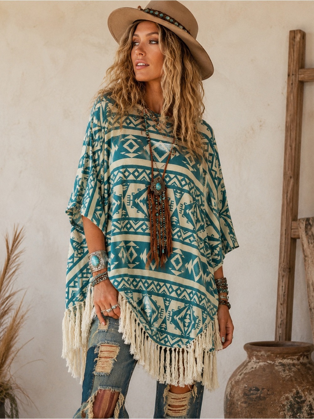 Tasha Polizzi Ahana Fringe Western Sweater
